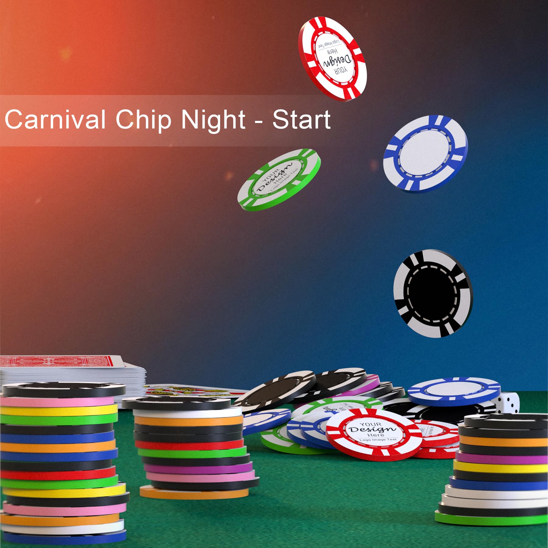 Lot de 100 jetons de poker en plastique ABS pour 9 couleurs imprimées avec votre texte ou image personnalisé, jeton de bar, de boisson ou de dessert, fête, mariage