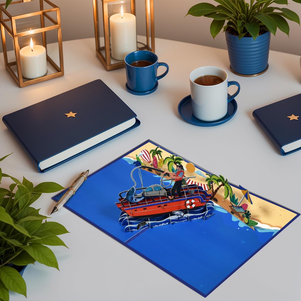 Fishing Pop Up Cards, Pop Up Fathers Day Cards, 3D Popup Birthday Greeting Card, Happy Father's Day Card, Father's Anniversary Card Includes Envelope and Note Tag. - Image 3