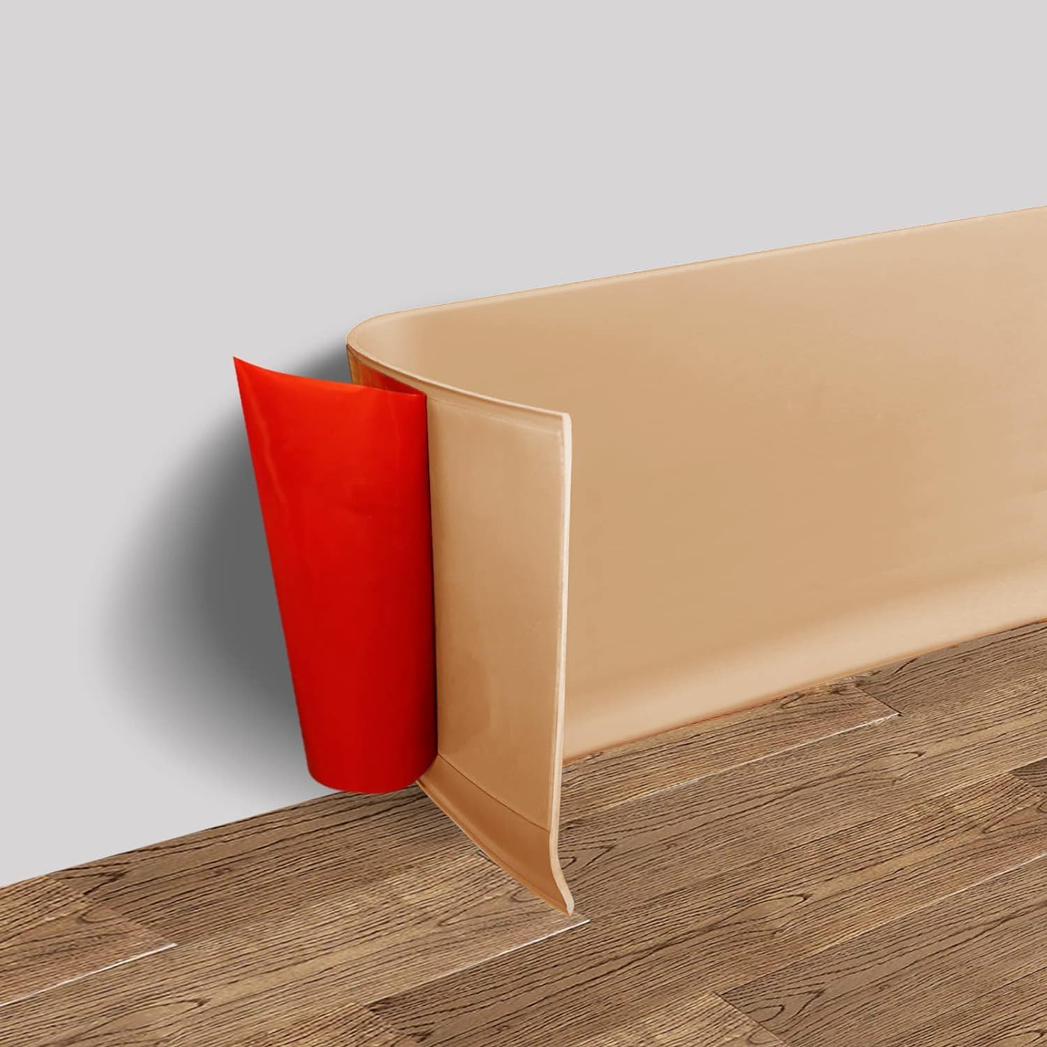 Battiscopa Adesivo Semiflessibile, 8/10cm di larghezza PVC Battiscopa per Muro, Angolare Autoadesivo per bagno, cucina e camera da letto (marrone chiaro, 8cm x 3,5 metri)