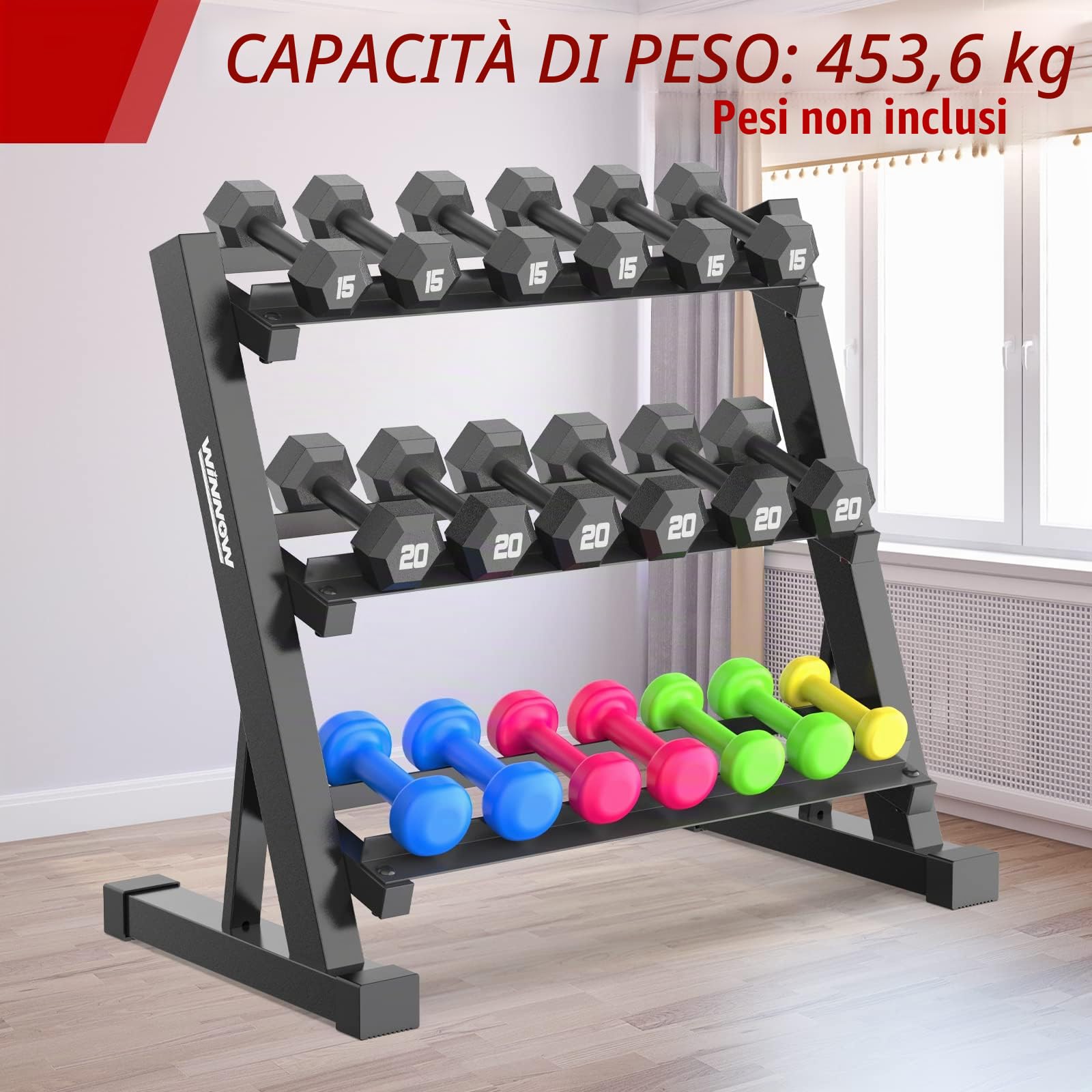 WINNOW 3 Livelli Porta Pesi e Manubri per Palestra di Casa