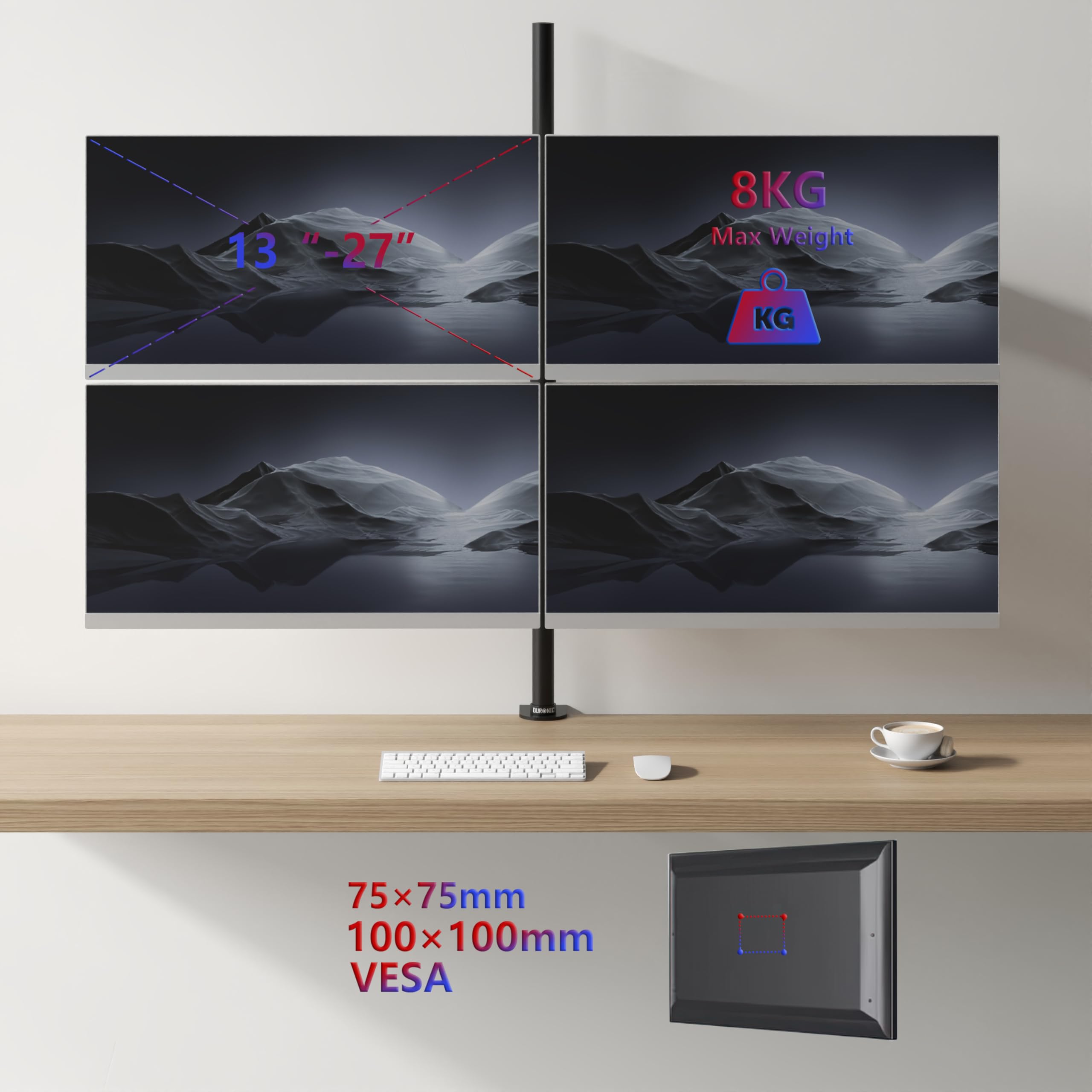 Duronic DMT154 BK Brazo para Monitor, 100 cm de Altura Ajustable