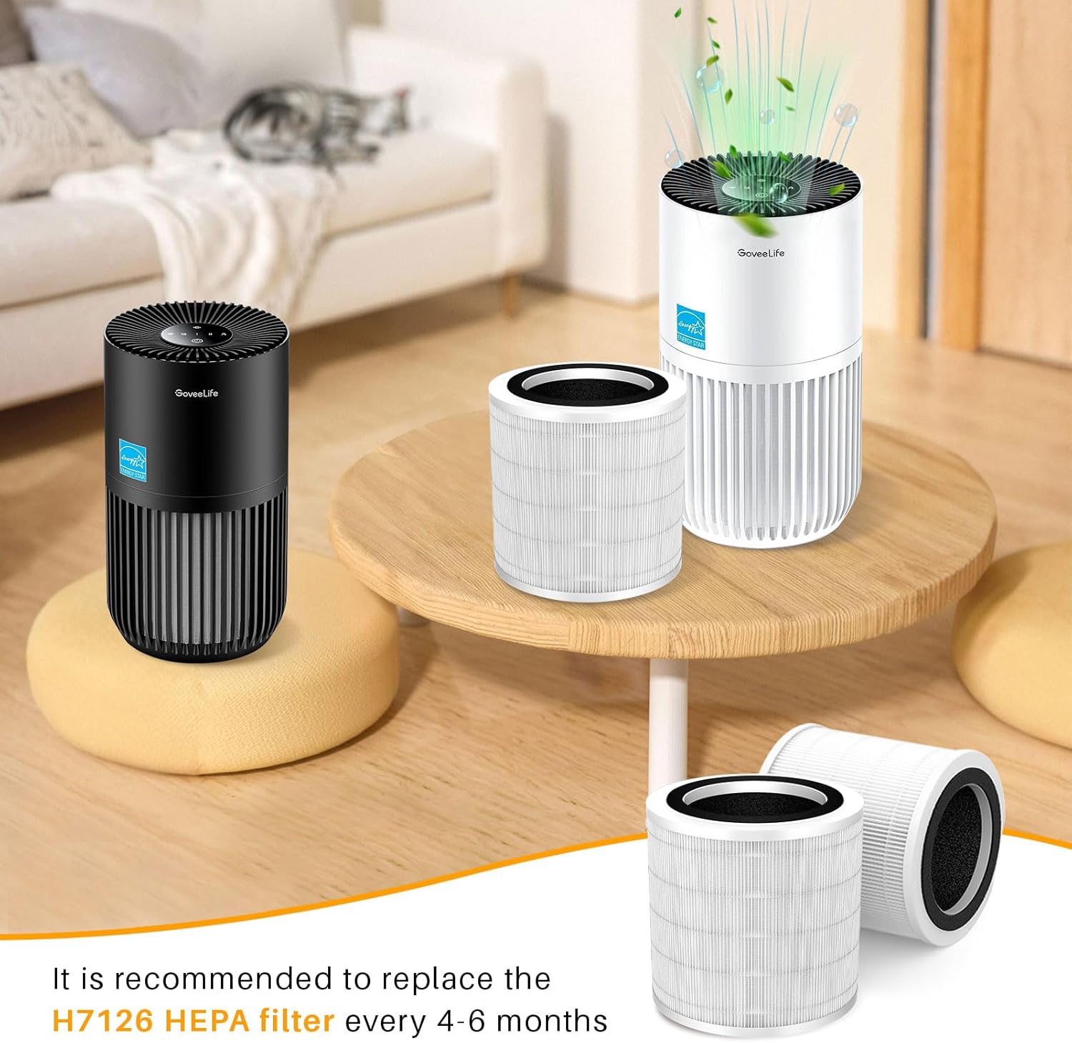 2 Pack H7126 Replacement Filters Compatible with Govee Air Purifier Filter, 3-Stage Air Filter Replacement for H7126 Fit for GoveeLife Air Purifier Filter, Replace Part to H7126-RF - Image 5