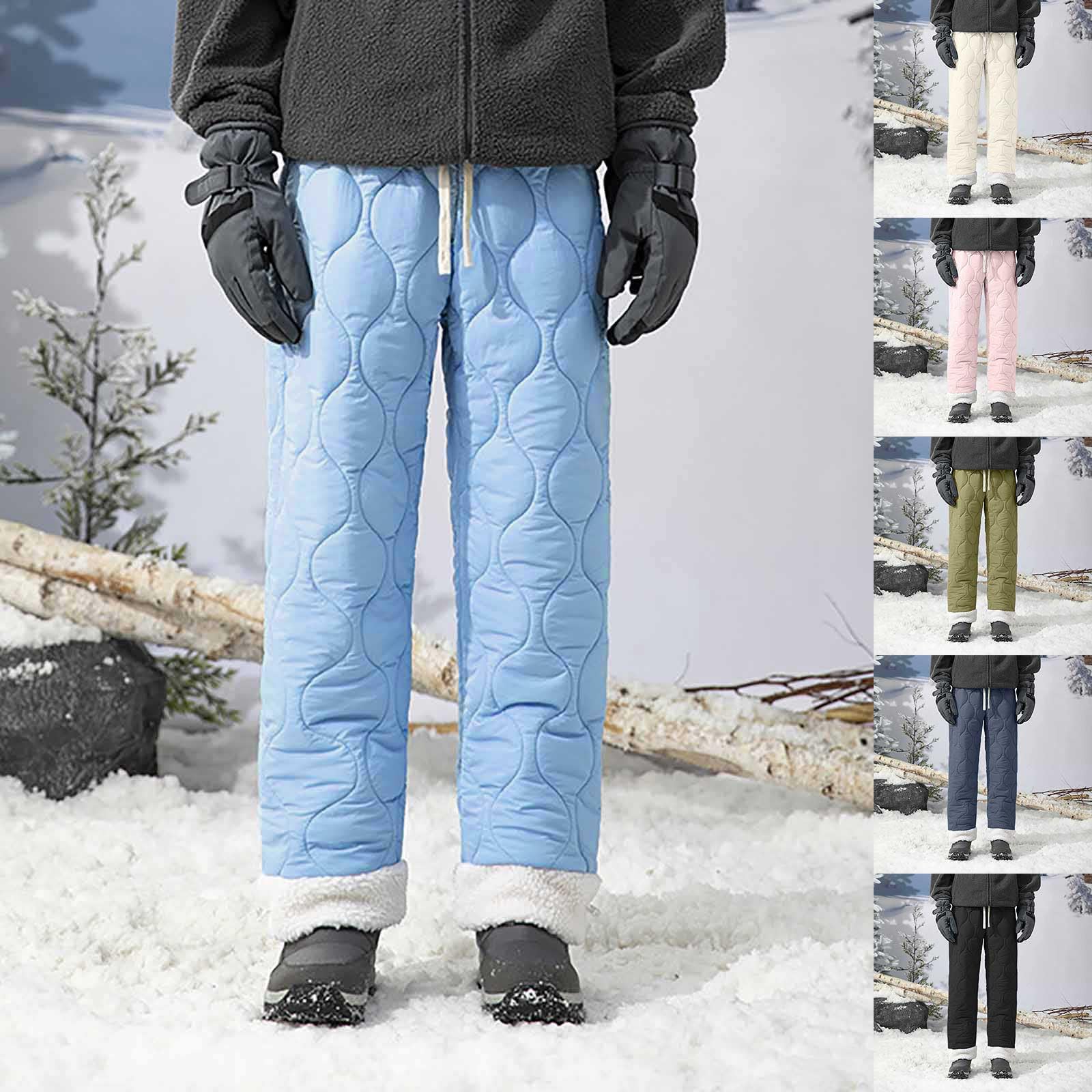 Generisch Pantaloni invernali da uomo, con calda imbottitura, pantaloni termici, con coulisse, antivento, ultraleggeri, in vita elasticizzata, per attività all'aria aperta, con tasche