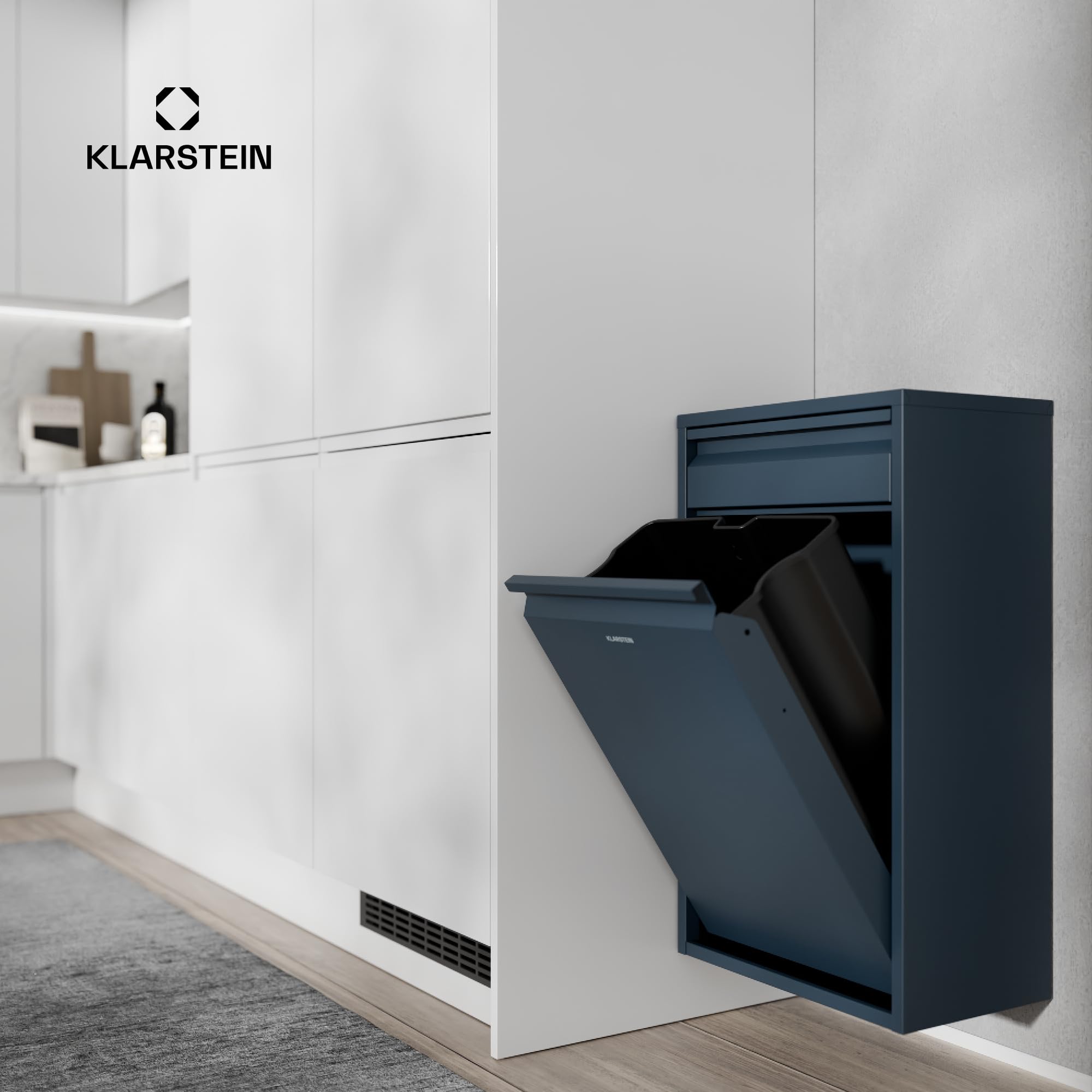 KLARSTEIN Tiyo 3-En-1 Cubo De Basura Cocina – 50 L Separación De Residuos con Pedal Y Tapa Soft-Close, De Acero Inoxidable, Cubos Extraíbles, Etiquetas para Clasificación, Antracita