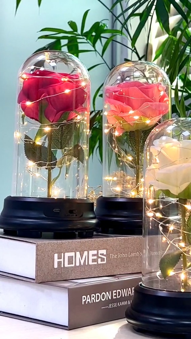 Amazon.com: Deluxsa Enchanted Red Silk Rose,Beauty and the Beast