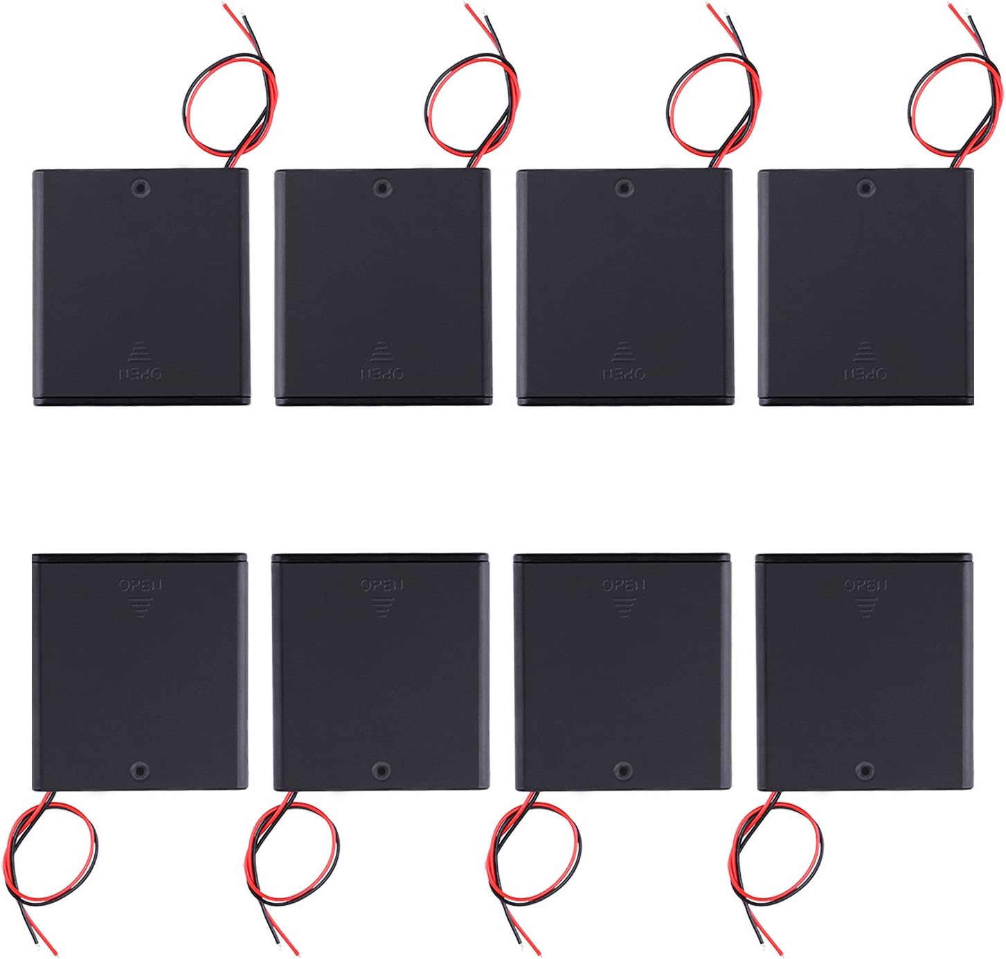 8 pcs Balpha 4X 1.5V AA Battery Holder Case Box with Cover & ON/Off Switch Wires Leads 8 Pack(8X 4aa)