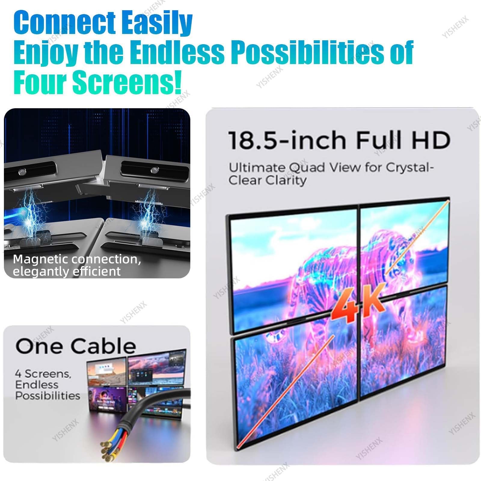 Extensor De Pantalla Para Portátil De 18,5 Pulgadas, Para Programadores | Pantalla IPS FHD 1080p, 60 Hz, 300 cd/m², Compatible Con Windows/Macos/Ios/Android, Para Programadores, Operadores, Creadores