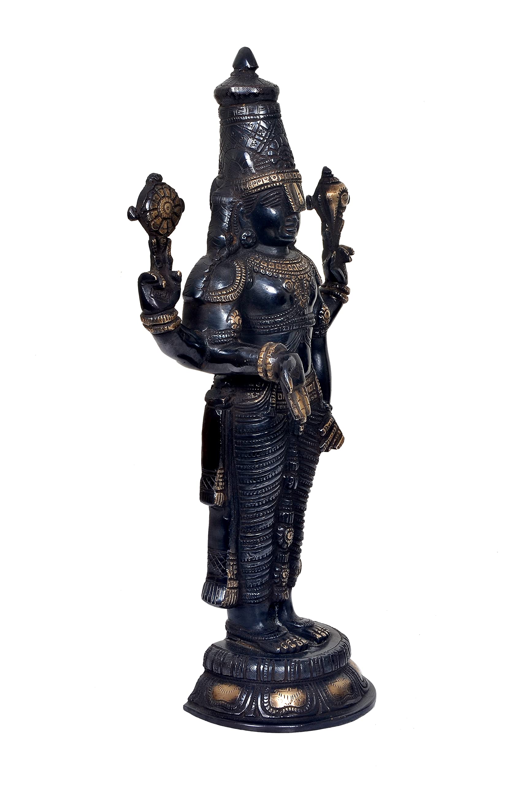 AONA Brass Tirupati Balaji Idol Color Black Statue for Puja Purpose (Height:17 Inches) (Black) 1