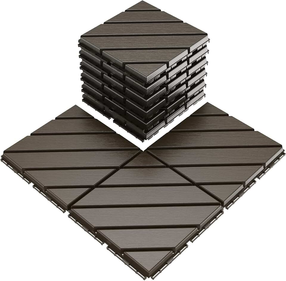 VANCASTLE Ladrilhos interligados, piso externo de 30,5 x 30,5 cm, azulejos de deck à prova d'água para todos os climas para pátio/beira da piscina/garagem/academia, cobertura de 1 metro quadrado por