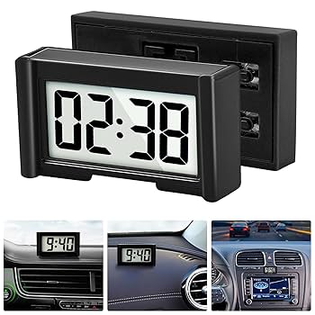 Frienda 3 Pieces Mini Digital Clock Small Digital Clock Stick On Battery Operated Self Adhesive Bracket For Car Dashboard Fridge (White,Black,Red