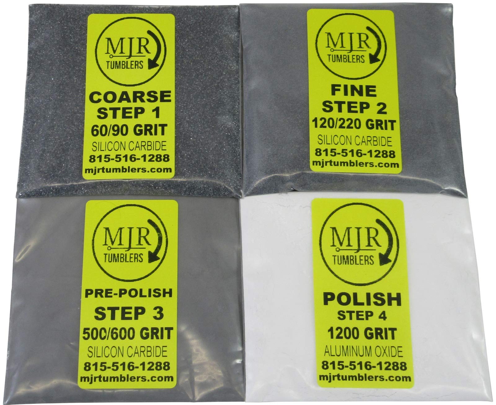 MJR TumblersRefill Grit Kit for 6 LB Rock Tumblers Silicon Carbide Aluminum Oxide Media Polish