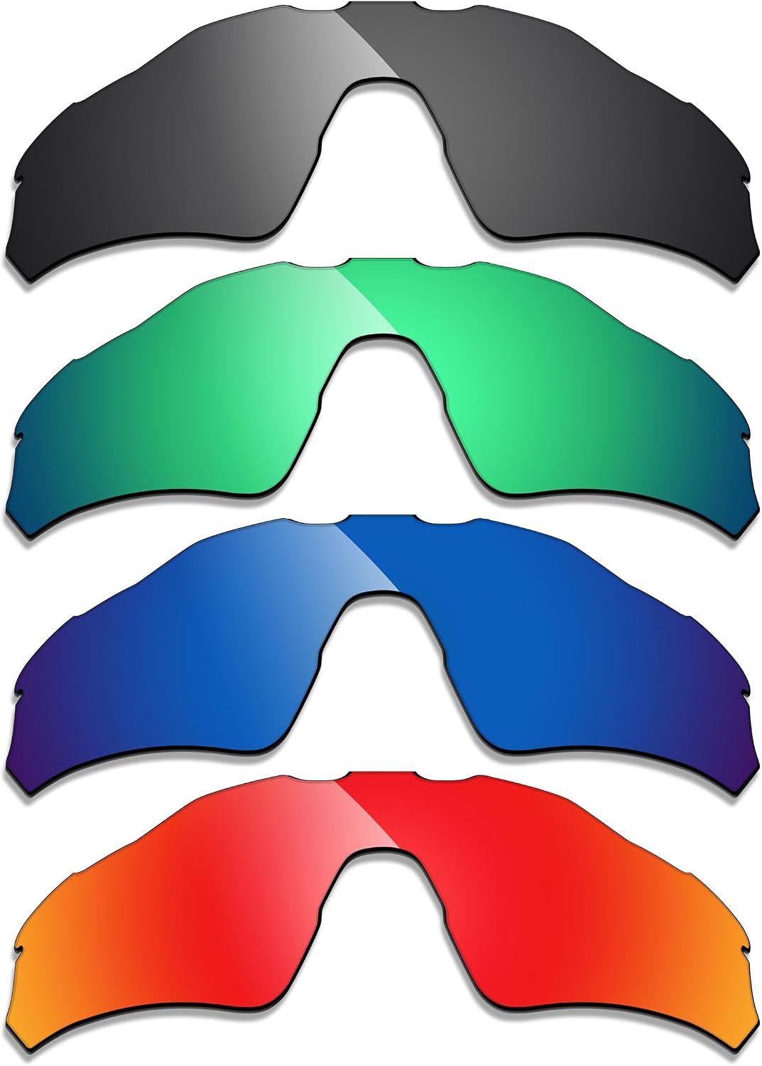 Alphax 4 Pair Polarized Replacement Lenses for Oakley Radar EV Path OO9208 Sunglasses- Black+Green+Red+Deep Water