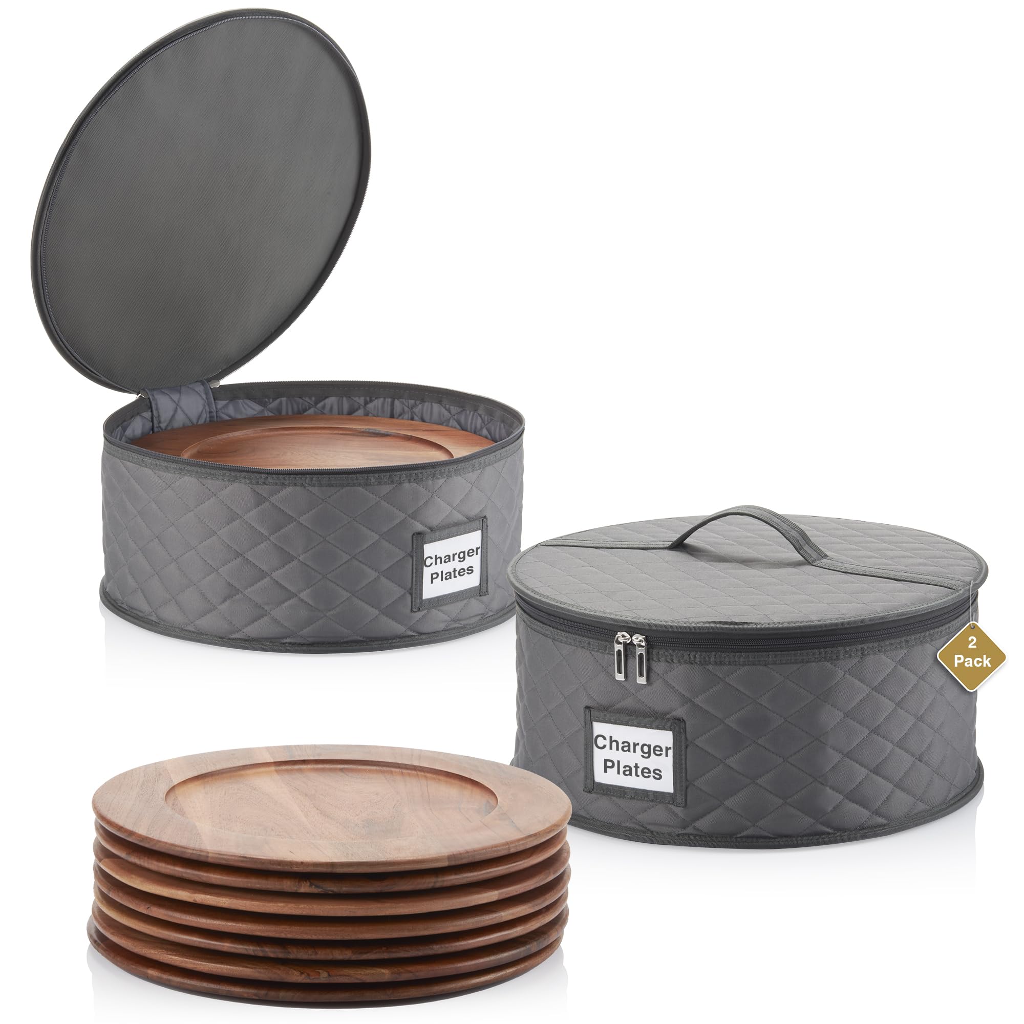 STOZU 2 Pack China Storage Containers for Charger Plates - 15