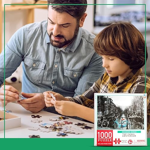 Miniatura 4 de The Canal, Amsterdam - Rompecabezas de 1000 piezas para adultos y niños Juego de rompecabezas de 27 x 20 pulgadas con piezas extra gruesas que se