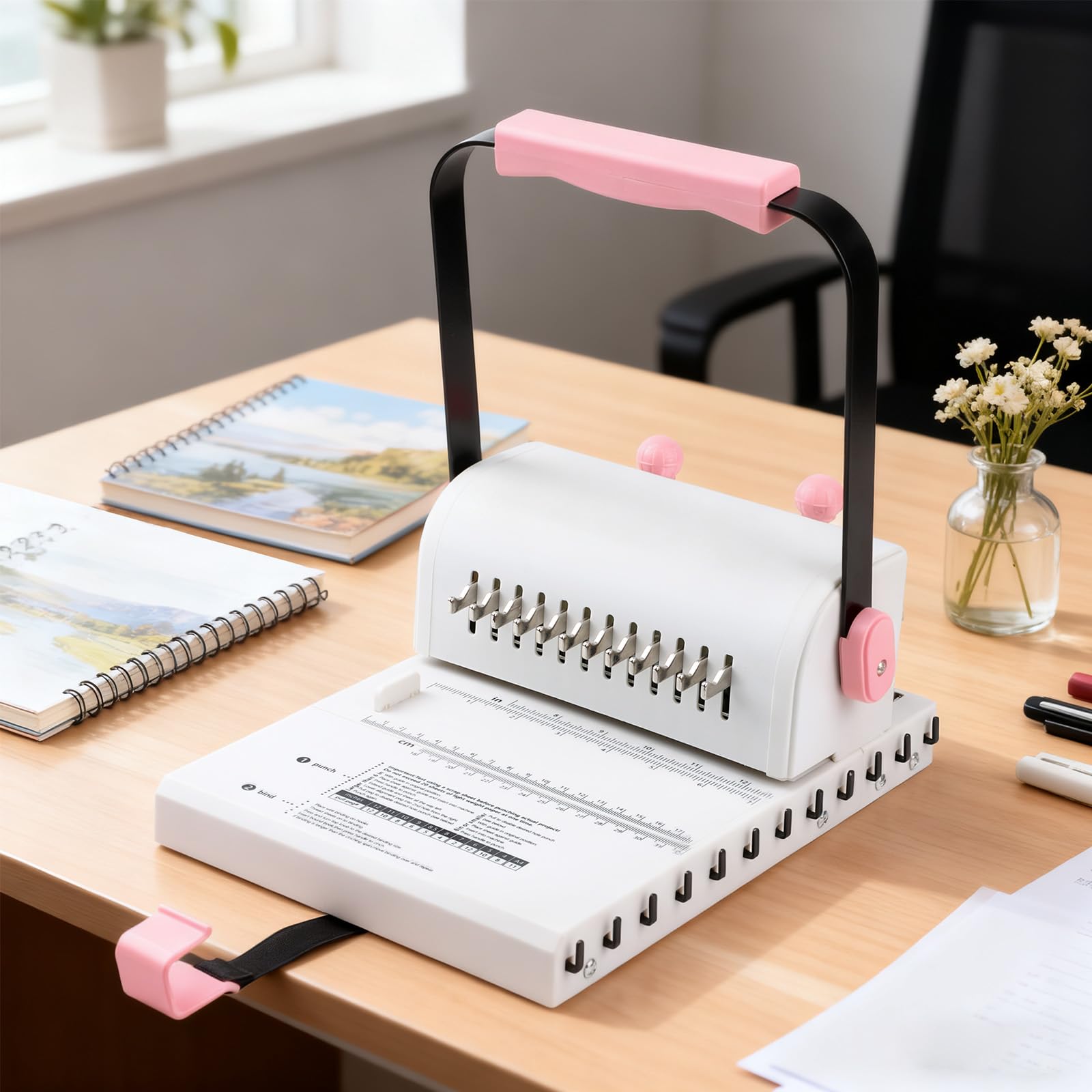 Cinch Book Binding Machine with Slide Ruler Compatible with Wire or Spiral Coils, Make Professional Thick Books,Notebooks,Calendars and More