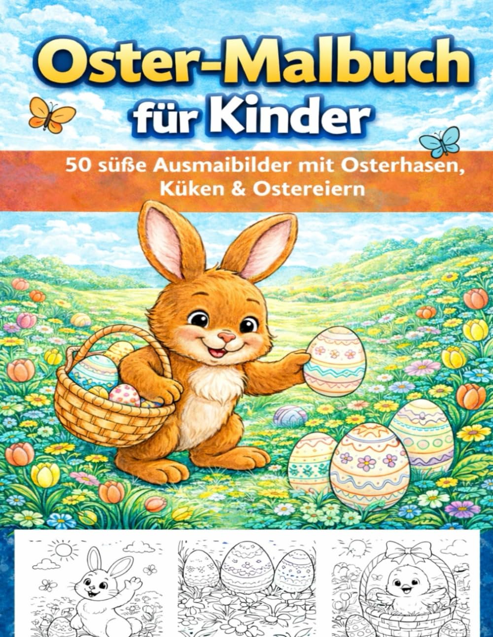 Oster Malbuch für Kinder: Süße Osterhasen, Küken & Ostereier – Einfache und fröhliche Ausmalbilder für kreativen Malspaß