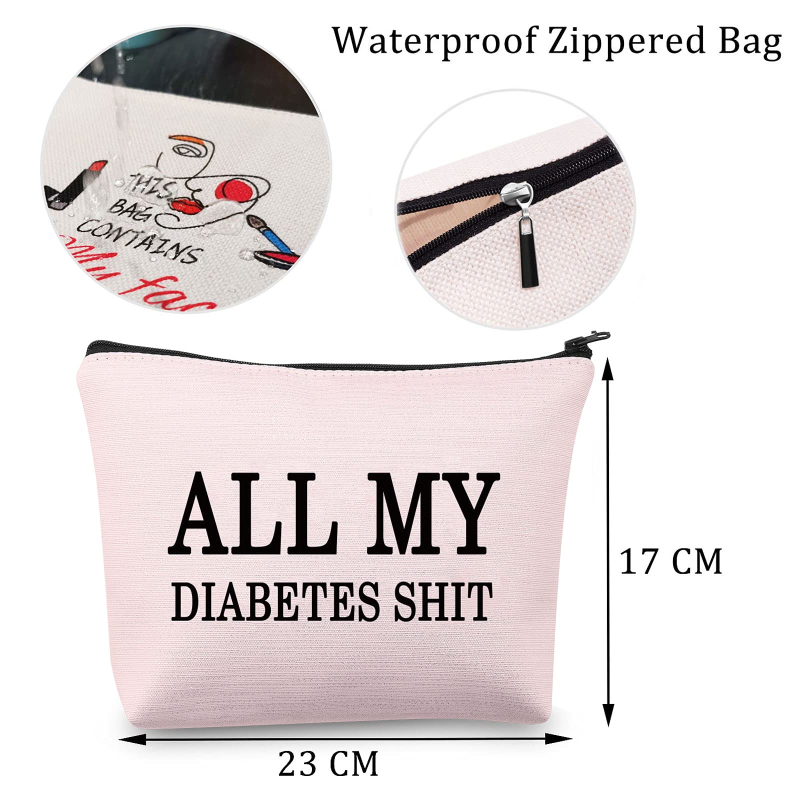 All My Diabetes Shit Bag - Funny Diabetic Gifts, Travel Bag, Emergency Patient Gift - Pink, All My Diabetes Pink Bag - Image 2