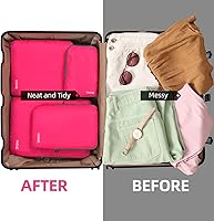 Vista 241 de BAGAIL 4 juegos/6 juegos/8 cubos de compresión para embalaje, accesorios de viaje, organizadores de embalaje expandibles (malla cuadrada, 06-beige)