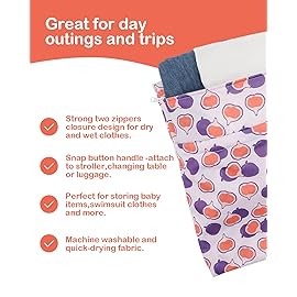 ALVABABY 3pcs Cloth Diaper Wet Dry Bags Waterproof Reusable with Two Zippered Pockets Travel Beach Pool Daycare Soiled Baby Items Yoga Gym Bag for Swimsuits or Wet Clothes 3L-ZM37