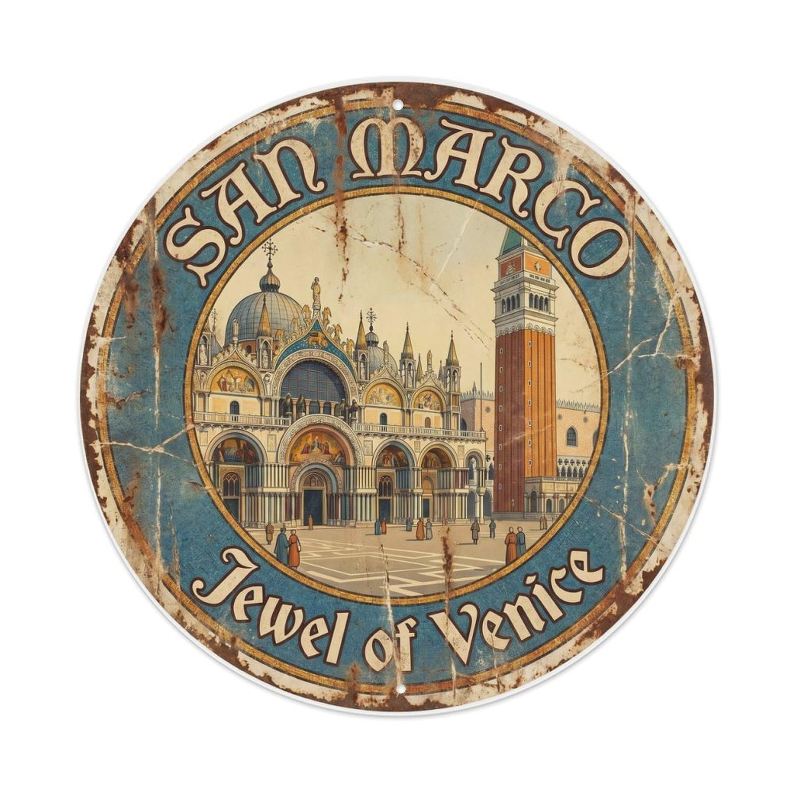 Fqnyr Style Vintage Travel San Marco Venice Metal Tin Sign