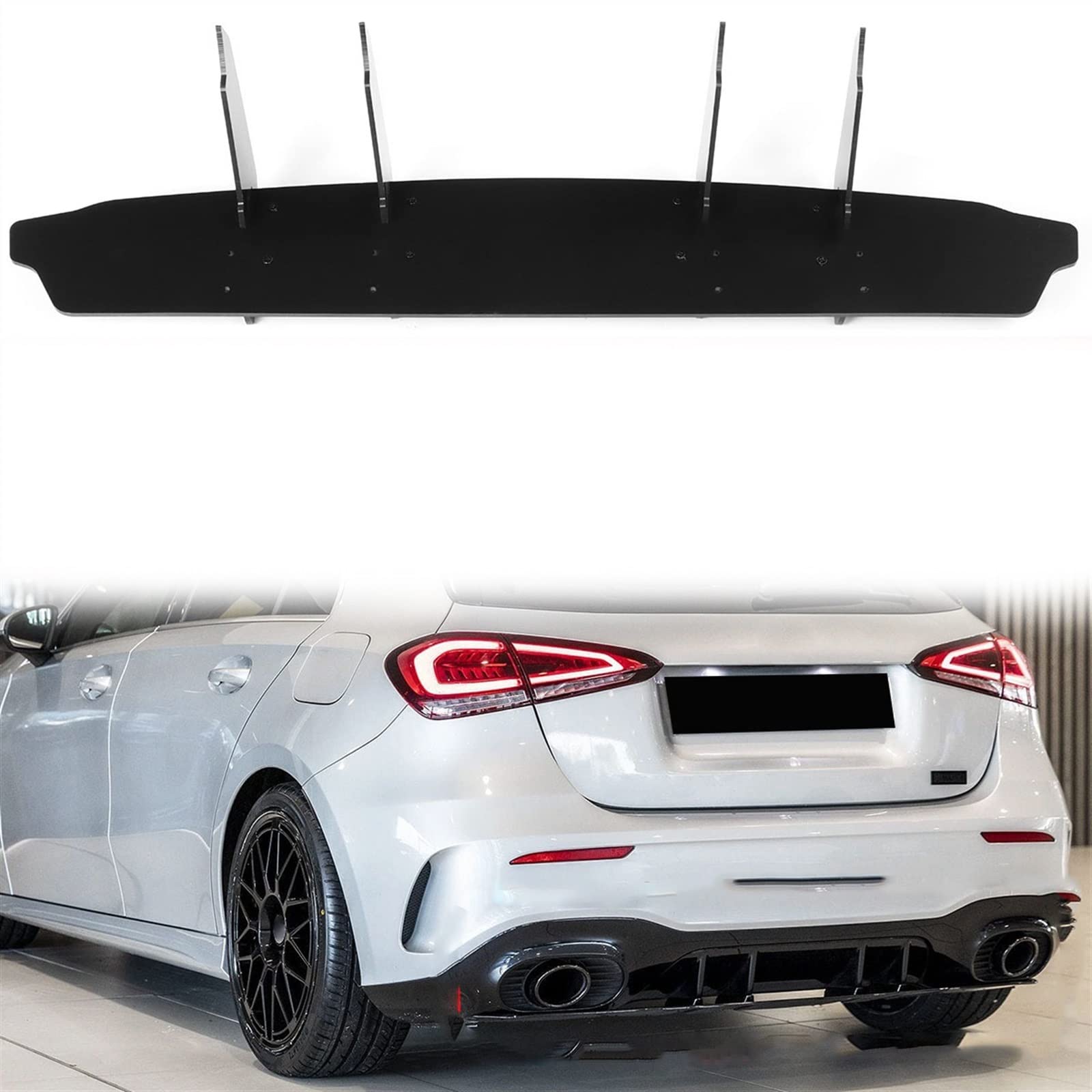 REXGEL Car Rear Bumper Diffuser Spoiler Lip Rear Chassis Diffuser Splitter For Benz W177 V177 A35 A45 For AMG 2019-2022 Accessories