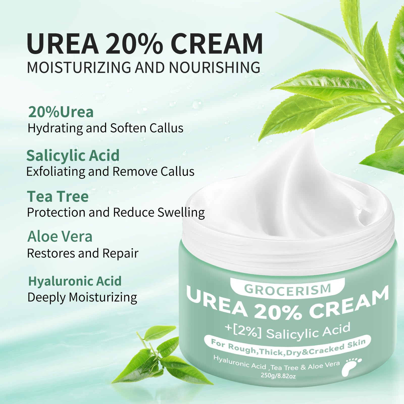 Urea Cream 20 Percent For Feet Plus 2% Salicylic Acid 8.82 oz, 20%, 250 g (Pack of 1) - Image 4