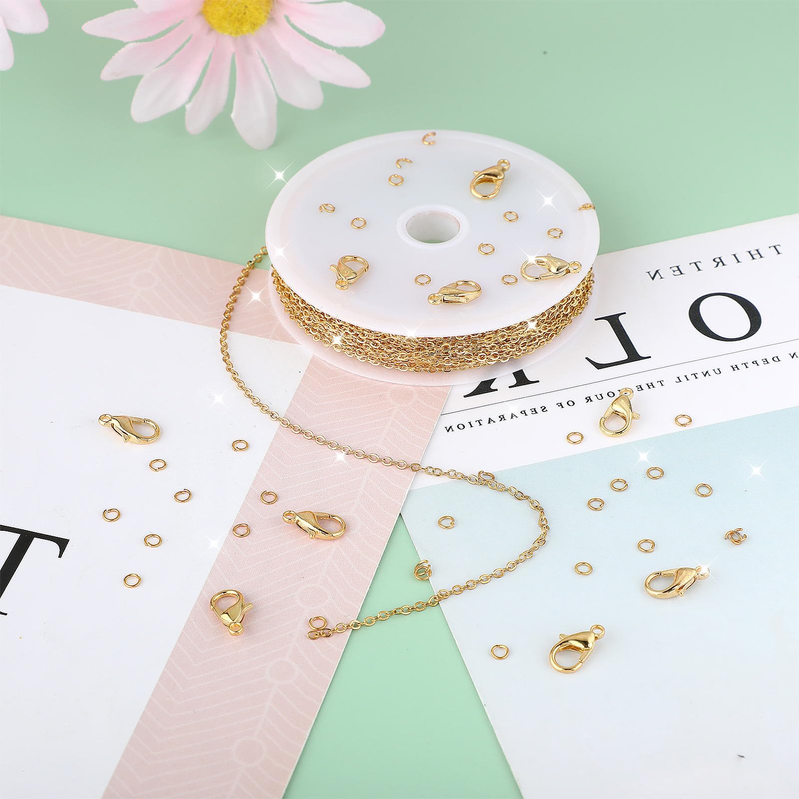 PandaHall - Set di 30 estensori per catena, con estremità a crimpare e chiusura a moschettone, per la creazione di bracciali e gioielli