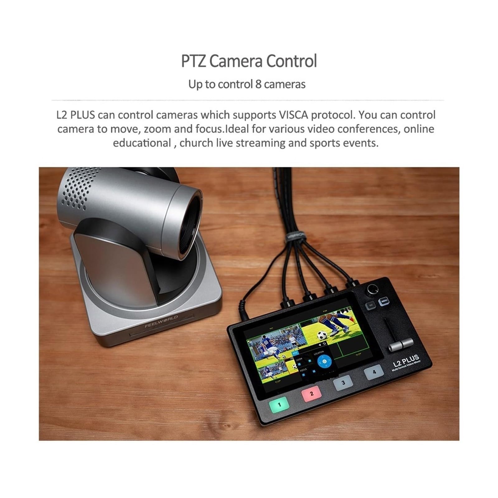 Digitalkonverter, L2 Plus 5,5-Zoll-LCD-Multikamera-Videomischer-Umschalter mit Touchscreen-PTZ-Steuerung, Chroma-Key, USB 3.0 for Live