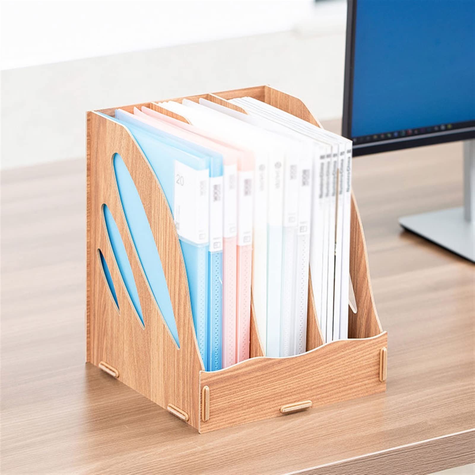 Portadocumenti da Scrivania Scaffale for file in legno, forniture for ufficio Organizzatore da scrivania, grande portata verticale rack for la casa, ufficio, stanza dell'attività, carrozzina Vaschetta