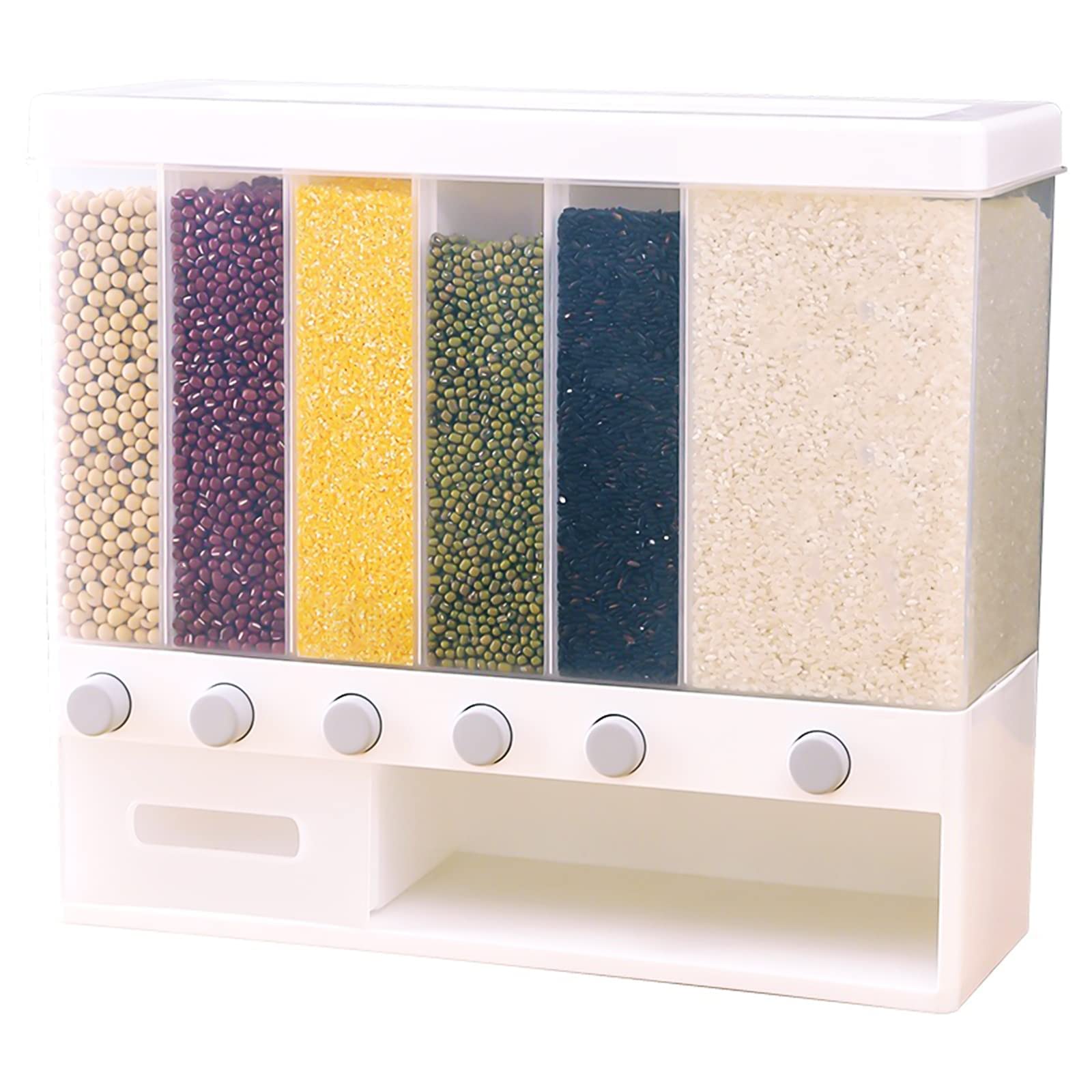 Dispensador De Cereales 6 En 1 Para Cocina Recipiente De Comida Seca Dispensador De Arroz De Encimera Wall-mounted Dry Food Dispenser Para Frutos Secos Granos De Café Alimentos Secos