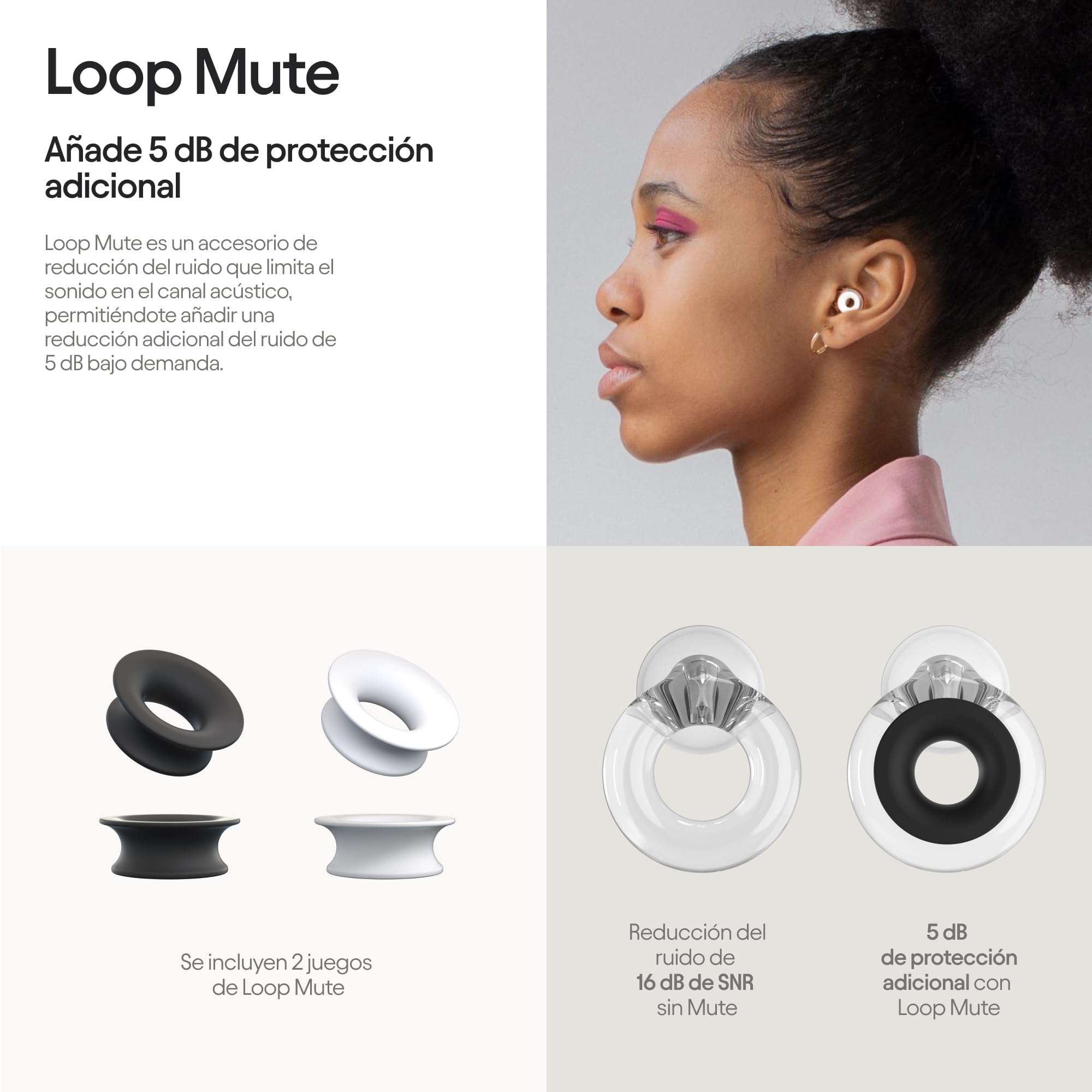 Loop Engage Plus Tapones - Reducción del ruido de nivel bajo - Para conversar, encuentros sociales, sensibilidad al ruido y padres y madres - 8 almohadillas + accesorios adicionales - SNR 16dB