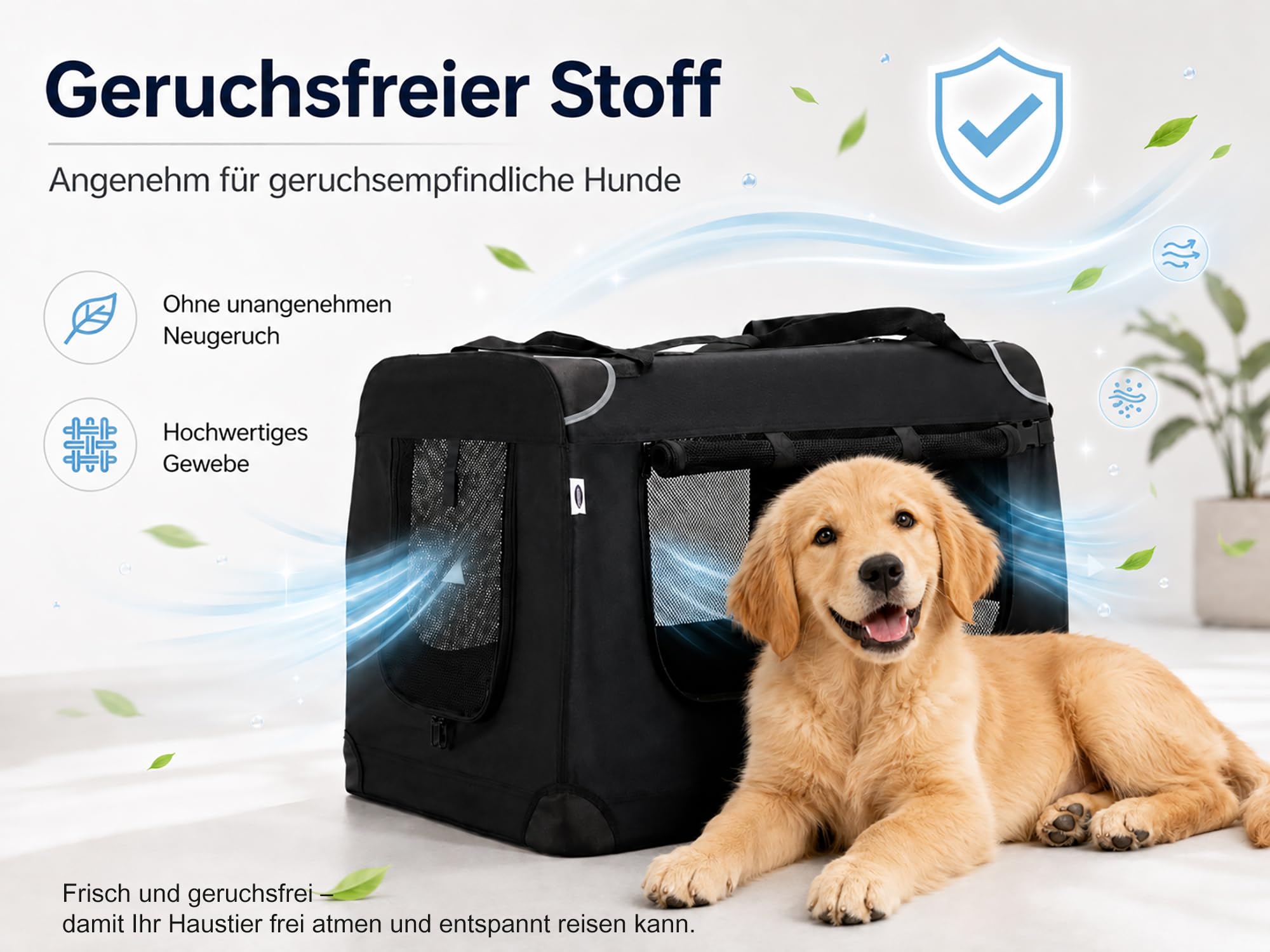 Zedelmaier Hundebox Faltbar Hundetransportbox, M 60x44x42cm, robust Transportbox für Hund & Katze Groß Hundetasche Auto Haustiertransportbox für Unterwegs & Zuhause Schwarz