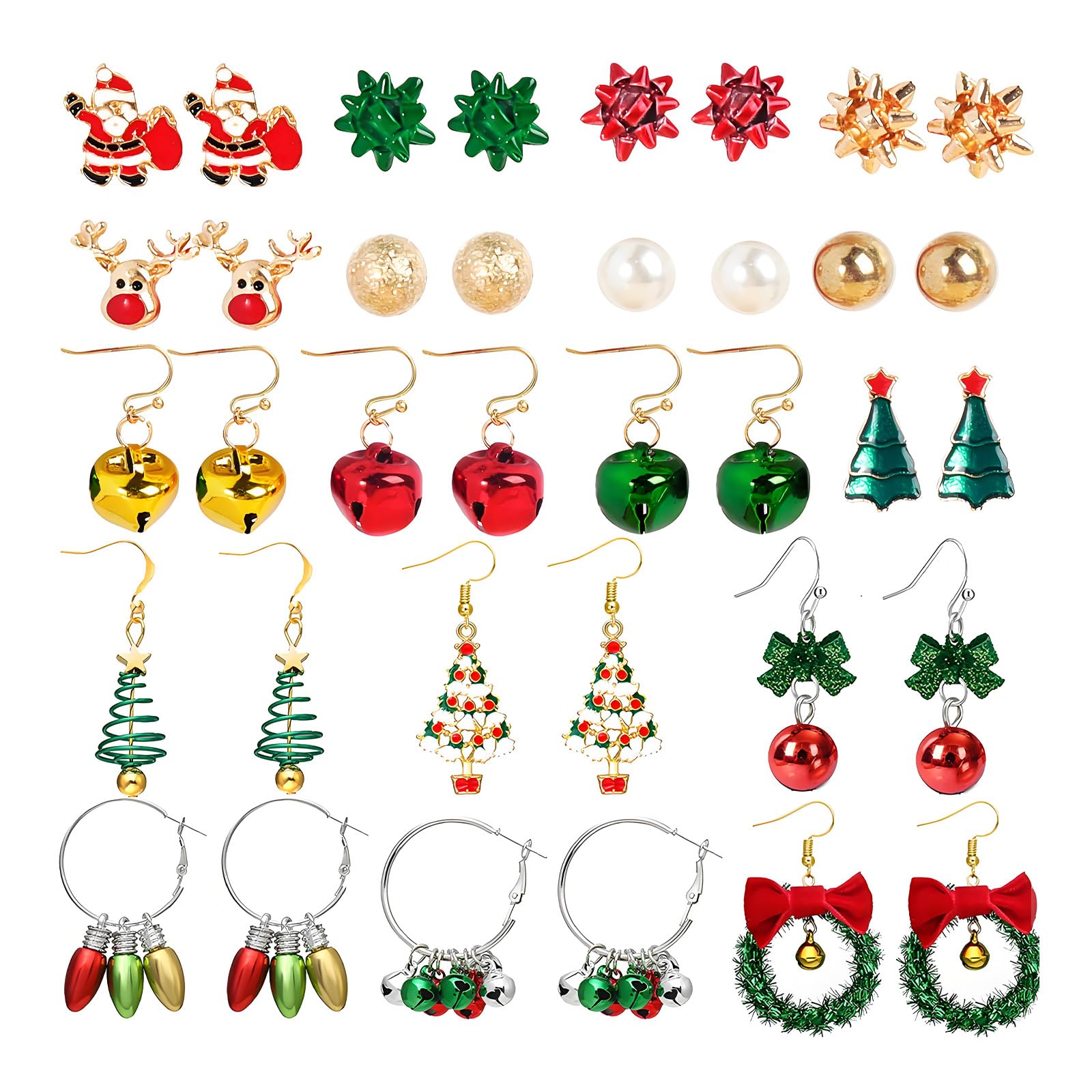 Christmas Earrings Gifts for Women Stocking Stuffers Holiday Earrings Bow Bell Candy Santa Claus Reindeer Earrings Christmas Tree Cake Earrings Bulk Christmas Jewelry Gifts