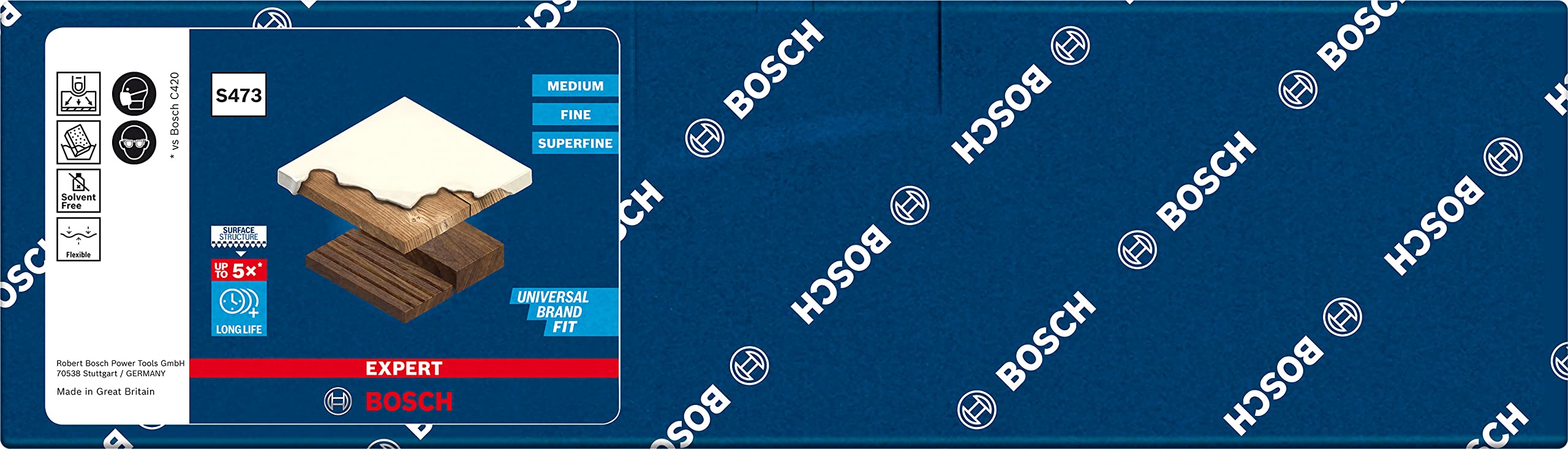 Bosch Professional 1x Esponja Expert S473 convencionales (para Madera Blanda, Pintura sobre Madera, 98 x 120 x 13 mm, Grado de finura Muy Fino, Accesorios Lijado Manual)