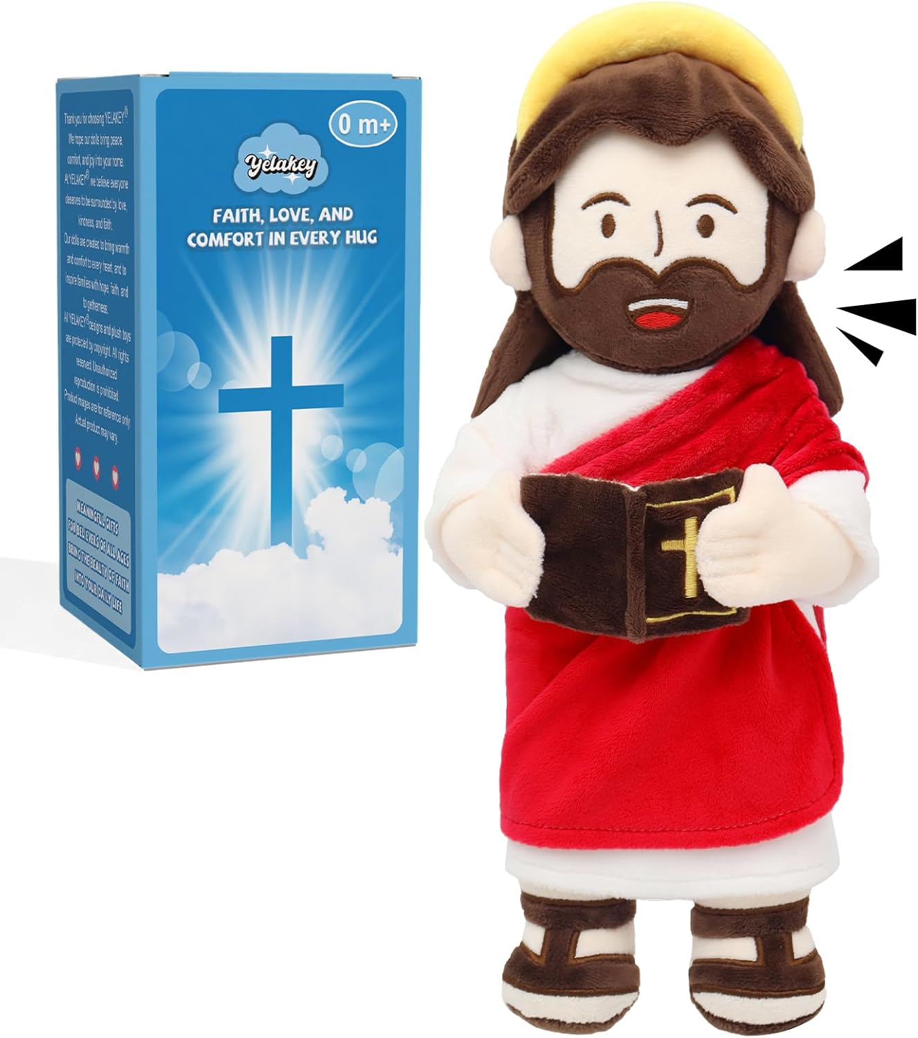 Yelakey Speaking Jesus Plush Doll 13.4", Religious Gift for Kids