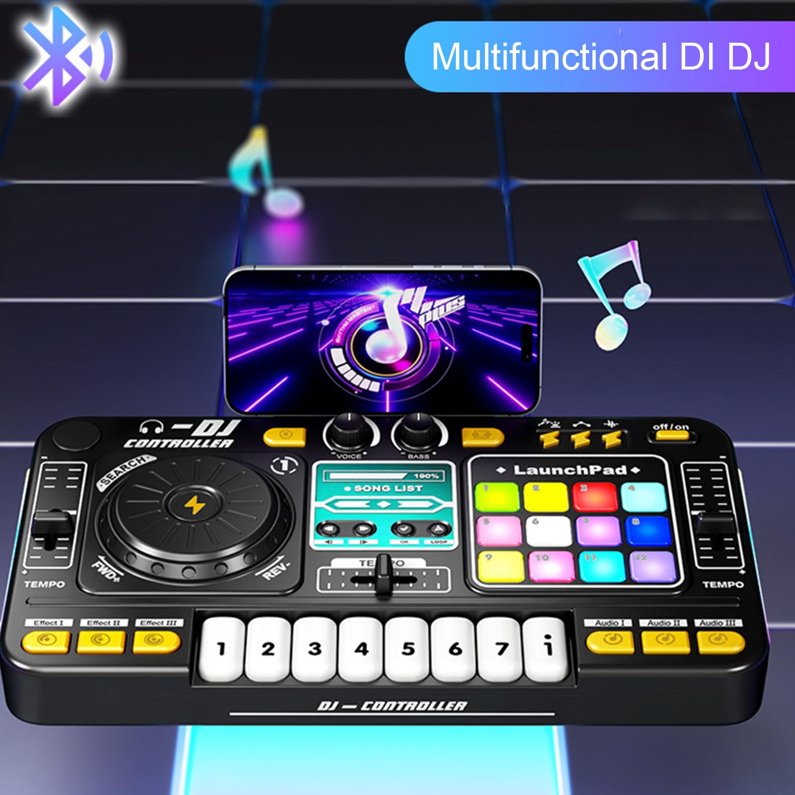 DJ Mixer Piano, Musikmixer Klavierspielzeug Klavier -Tastatur tragbares USB | DJ Learning Keyboard Mixer Kinderinstrument Spielzeug Digitales Audio zum Geburtstag
