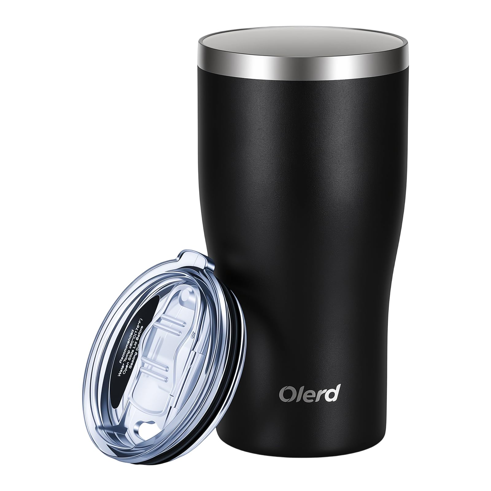 Olerd 17 oz Ceramic Lined Water Bottle, No Metallic Taste Insulated Coffee Travel Mug, Double Wall Vacuum Stainless Steel Tumbler with Leak-Proof Lid & Non-Slip Silicone Base, 500ml, Black