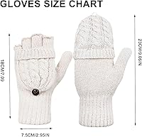 Vista 112 de Beurlike Guantes de invierno para mujer, de lana cálida, a prueba de viento, convertibles, sin dedos Negro