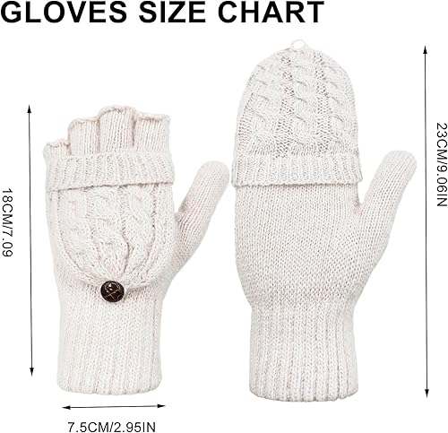 Miniatura 112 de Beurlike Guantes de invierno para mujer, de lana cálida, a prueba de viento, convertibles, sin dedos Negro