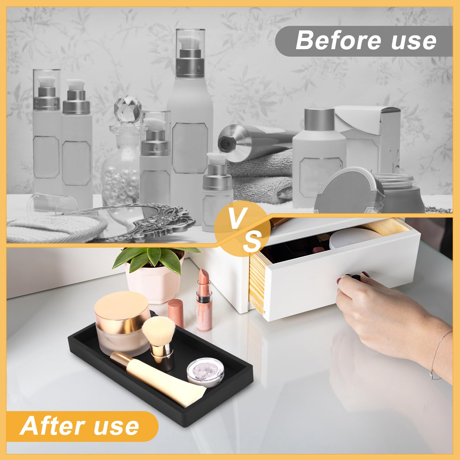 2 stuks silicagel voor badkamer, decoratief dienblad, badkamer, 20 x 10 x 2 cm en 30 x 12,5 x 2 cm, zeepdispenser, dienblad, rechthoekig, cosmetica-houder, dienblad voor parfum, kaarsen, handdoek