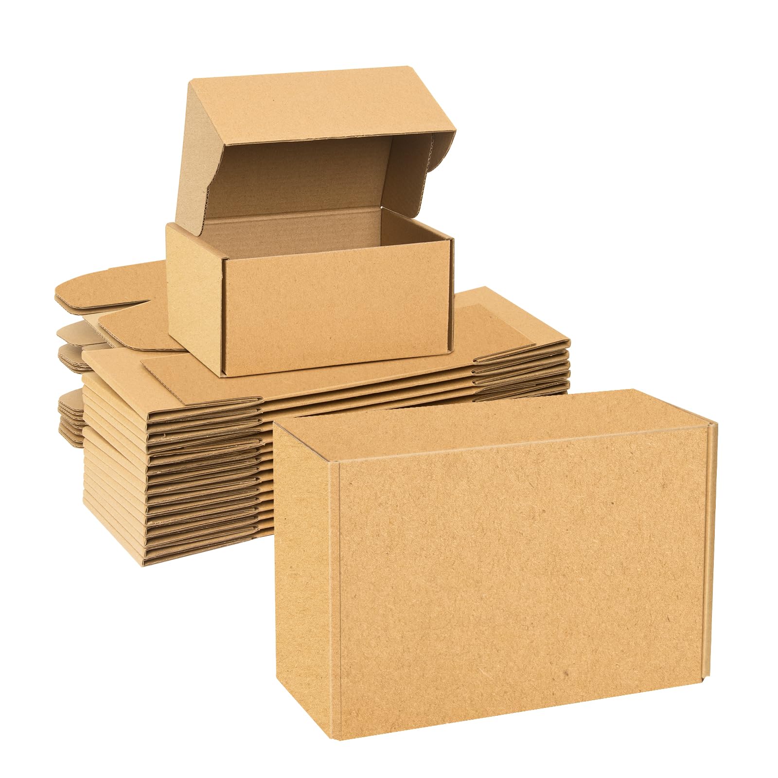 Shipping Boxes 158x107x75mm (6x4x3") Set of 25, Small Mailing Boxes Brown Cardboard Corrugated Mailer Boxes for Mailing Small Business Packing Gifts — image 1