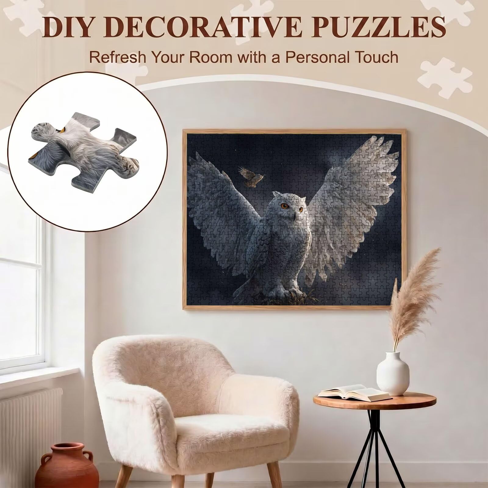 gufo grigio Puzzle 4000 Pezzi per Adulti, Puzzle in Legno - Collezione Classica con Poster Incluso - Sfida di Concentrazione e Passatempo Antistress, Gioco Educativo per Famiglia, 141 x 87 cm f0-721