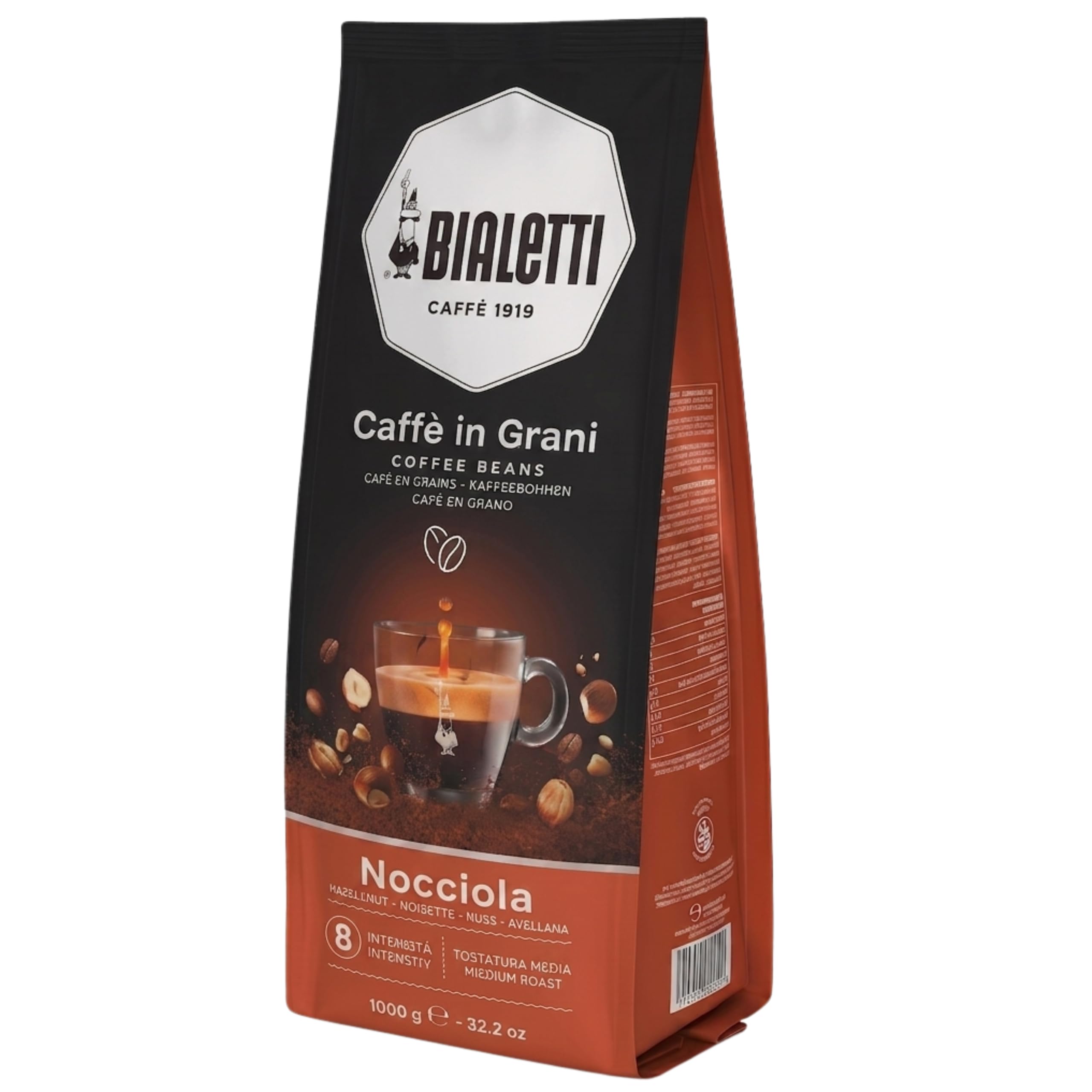 Bialetti Esperto Grani, Café en Grano, Aromatizado con Avellana, 1 KG