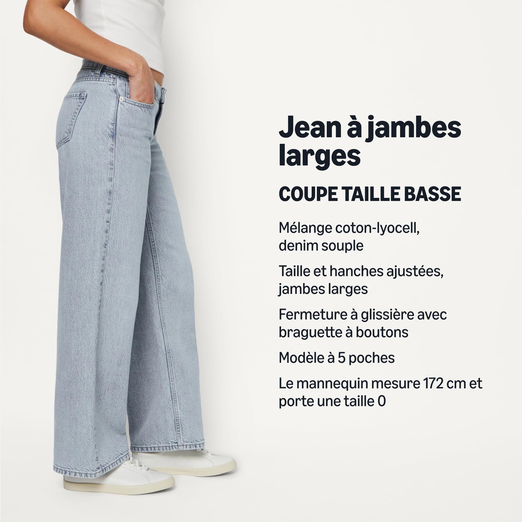 Amazon Essentials Jean Ultra Doux à Taille Basse et Jambes Larges Femme