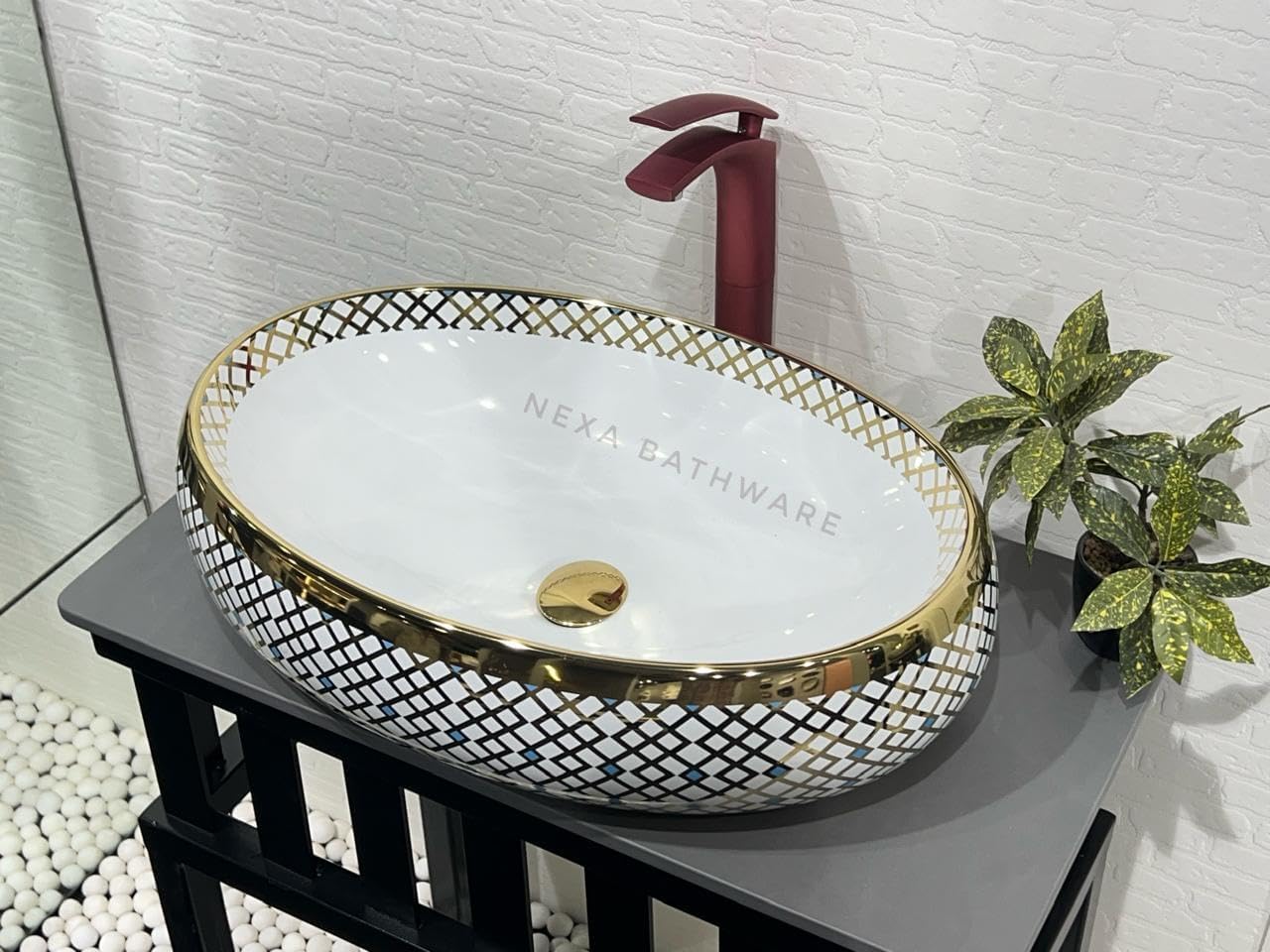 Nexa Bathware Impoarted Ceramic Wash Basin | Luxurious Wash basin Table Top Bathroom Sink Wash GOLD Colour With Glossy Finishing (24 x 16 x 6 INCH) NC-455 (B0D7SGVJLZ) Amazon Price History, Amazon Price Tracker