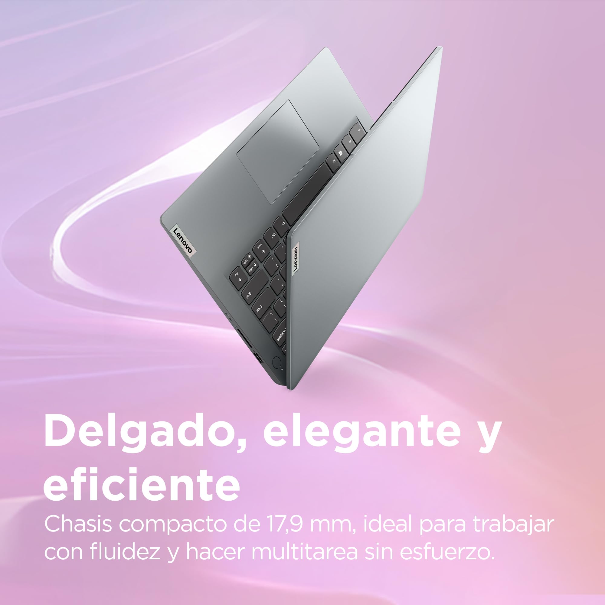 Lenovo IdeaPad 1 Gen 7 - Ordenador Portátil 15.6" FHD (AMD Ryzen 5 7520U, 16GB RAM, 512GB SSD, AMD Radeon 610M Graphics, Wi-Fi 6, Sin Sistema Operativo) Gris - Teclado QWERTY Español — view 2
