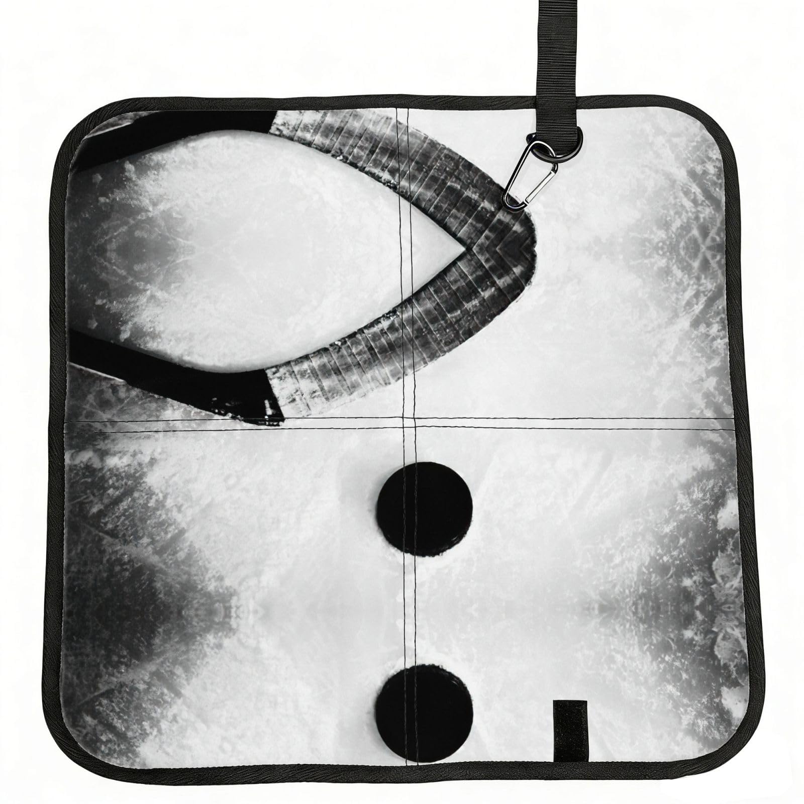 SDEGTHO Ice Hockey Art Printed Foldable Seat Pad with Closure, Lightweight Cushion for Airplane Travel Camping