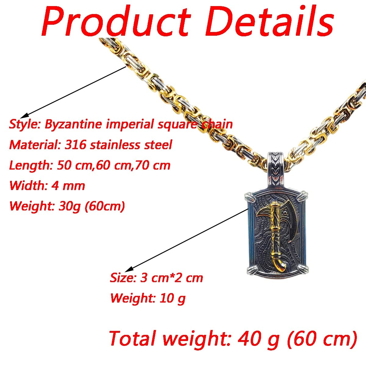 TS TAC-SKY Hombres Vintage Joyería Original Nórdico Vikingo Espartano Odin Wolf Vegvisir Mjolnir Brújula Talismán Collar Viene En Una Caja De Madera Valhalla De Regalo (Color : Style 3, Size : 60cm