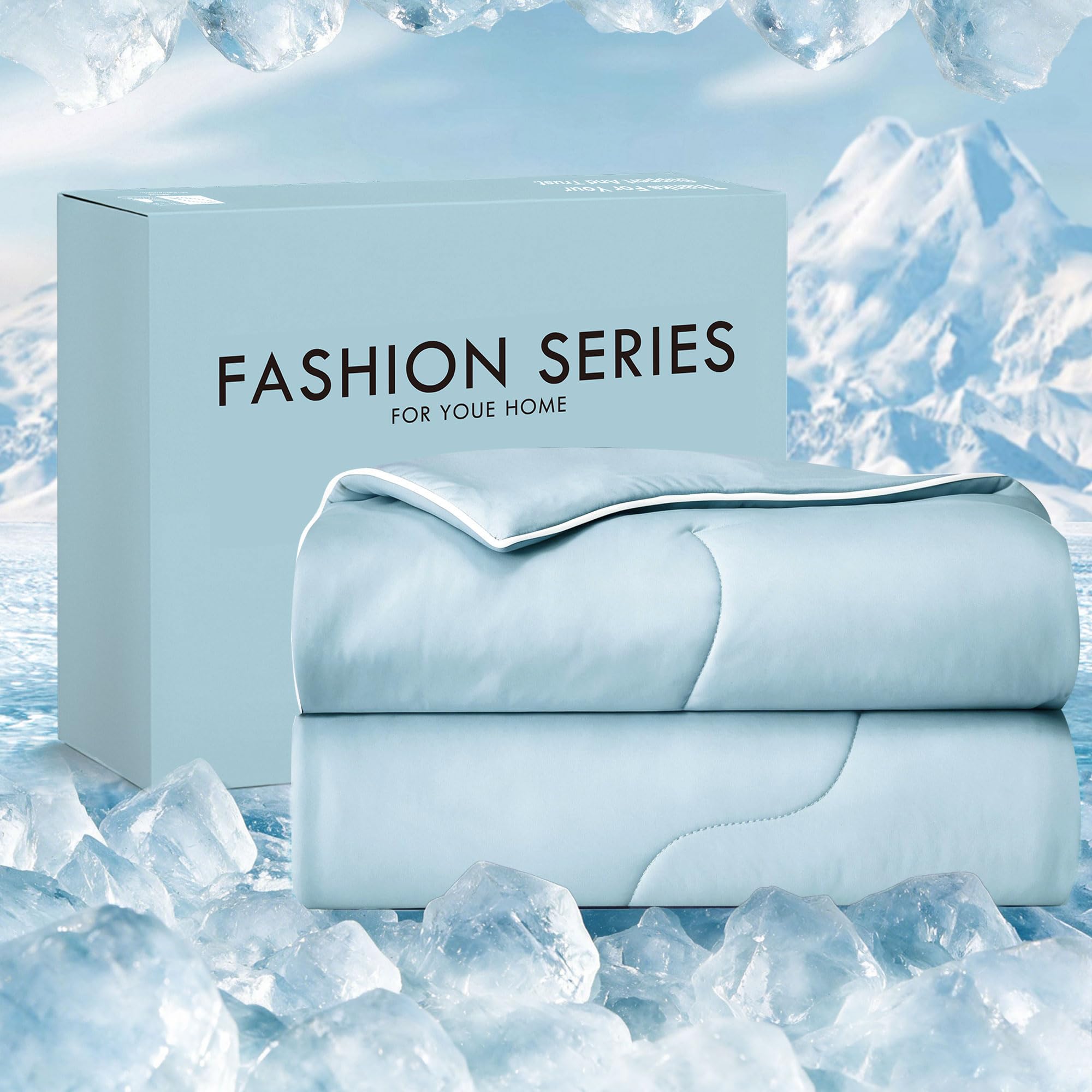 mixinni Cooling Comforter Blanket for Hot Sleepers & Night Sweats, Twin/Twin XL (68"x90") | Q-Max 0.45 Cool-to-Touch Fabric, Lightweight Breathable All-Season Summer Bedding, Machine Washable — image 1