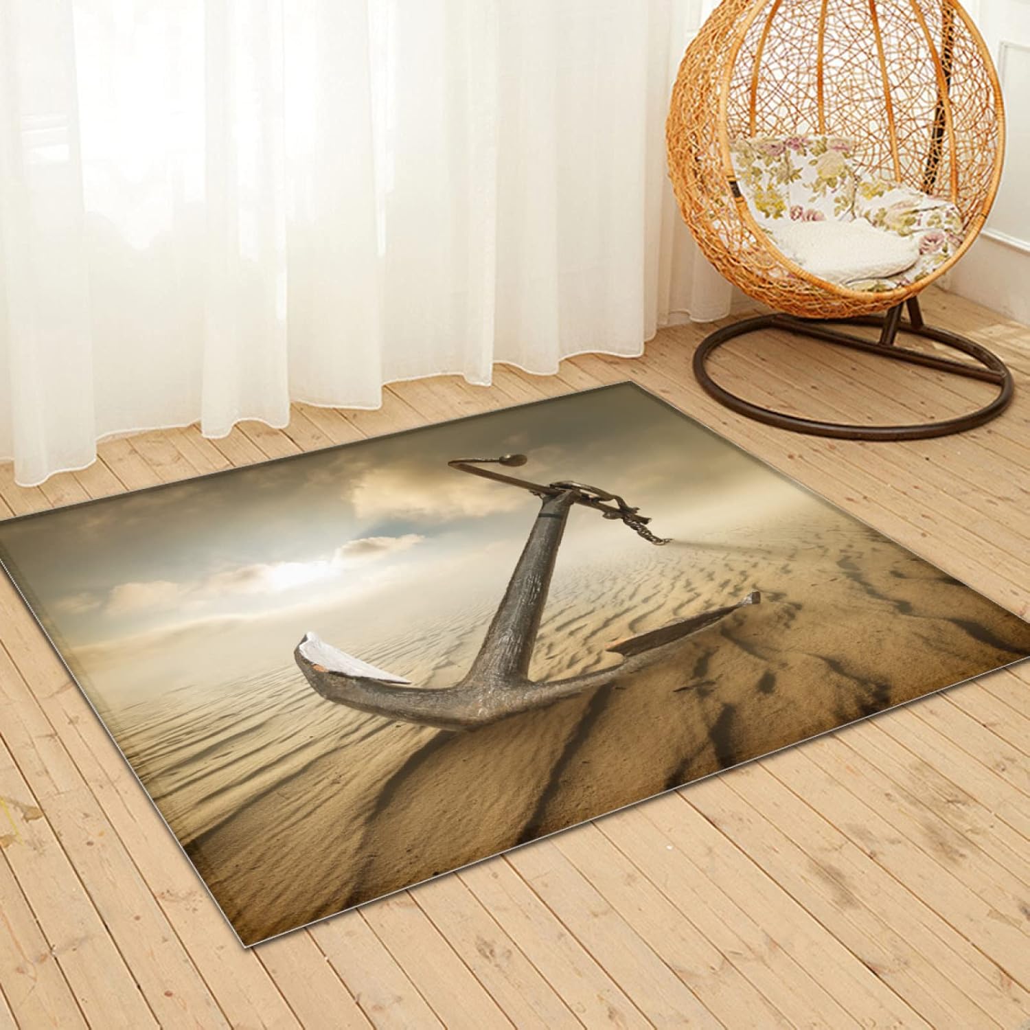 4 x 6 feet Anchor in The Desert Super Soft Area Rug for Kids Baby Nursery, Nursery Children Kids Girls Room Home Decorative, Anti Slip Backing Rugs for Living Room